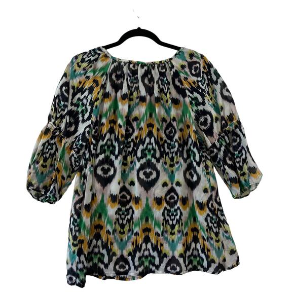 Vanessa Virginia Anthropologie Shirt Womens Small Black Green Button Down Silk - Picture 2 of 12